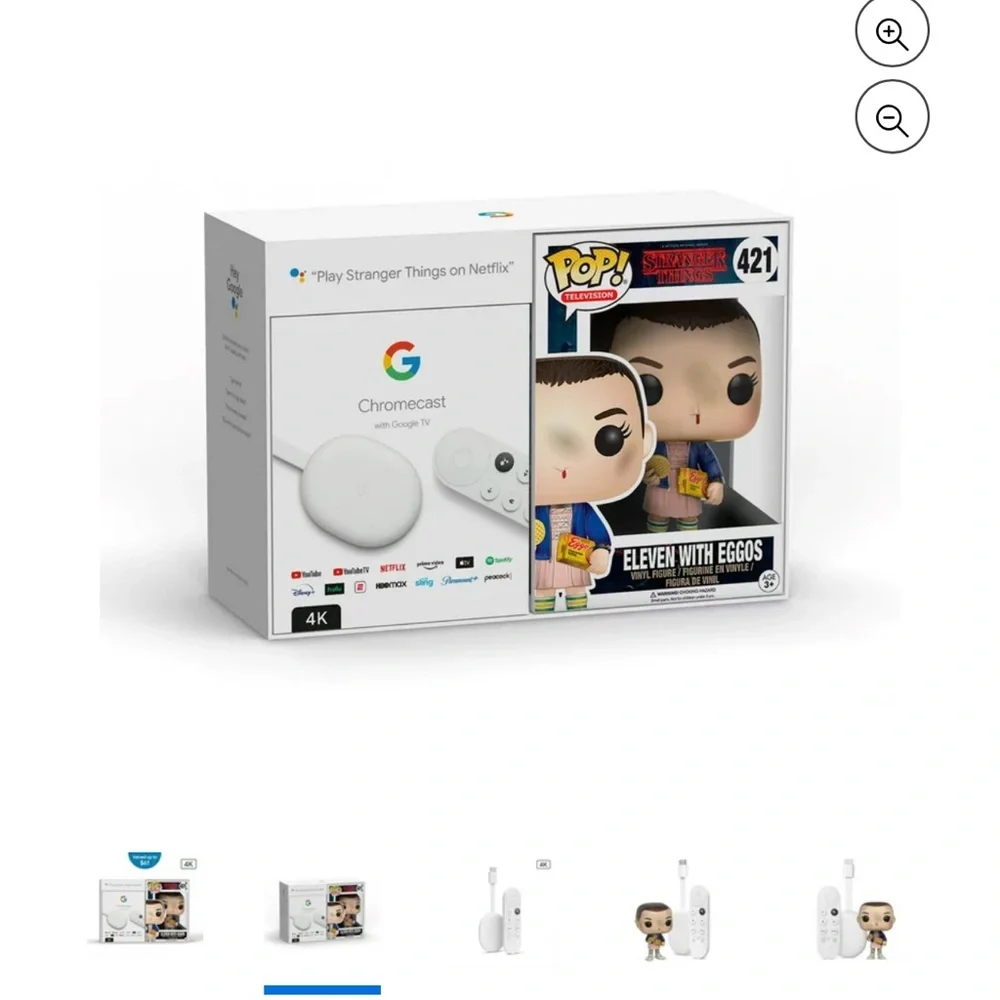 Chrome cast with Funko Pop Eleven
